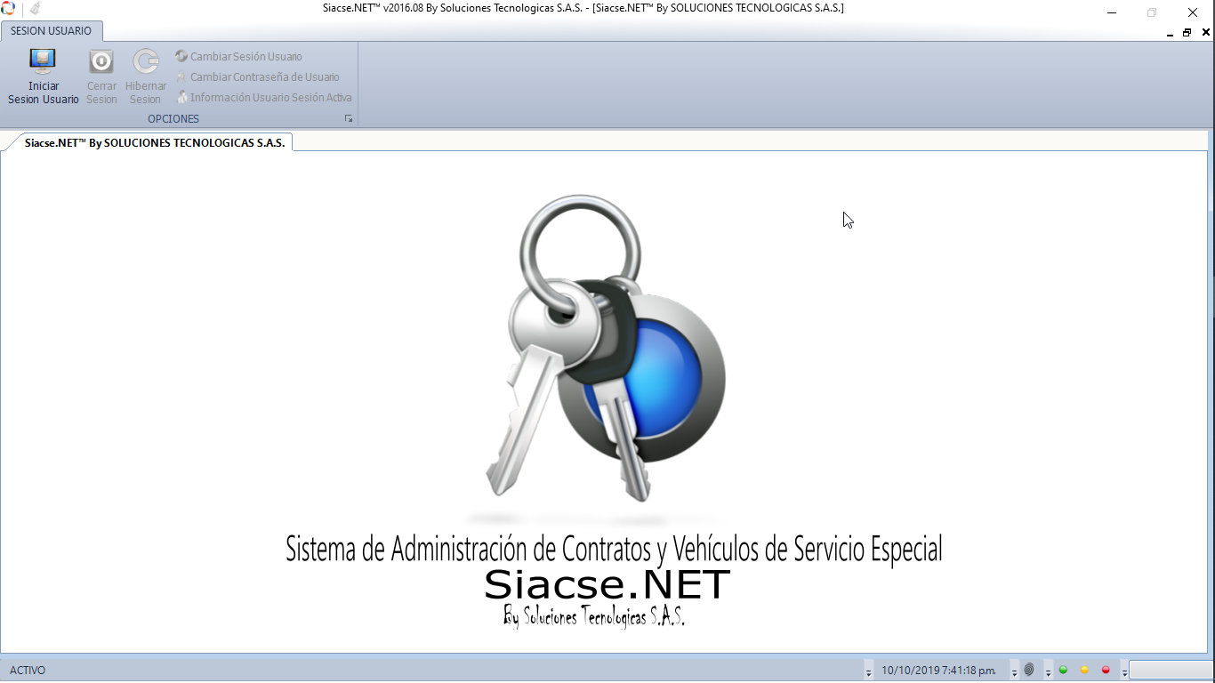 Pantalla de Bienvenida del Siacse.NET™ Pantalla de Bienvenida del Siacse.NET™